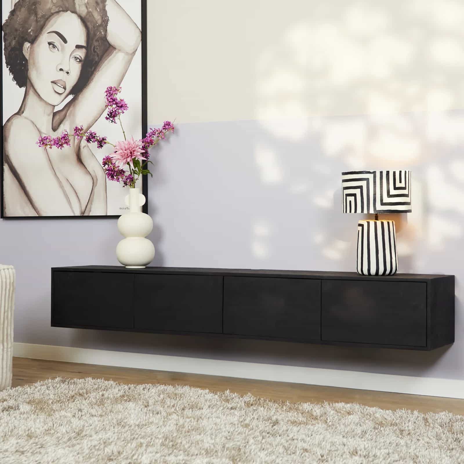 TV-Hängeelement Vision Schwarz | 200 cm