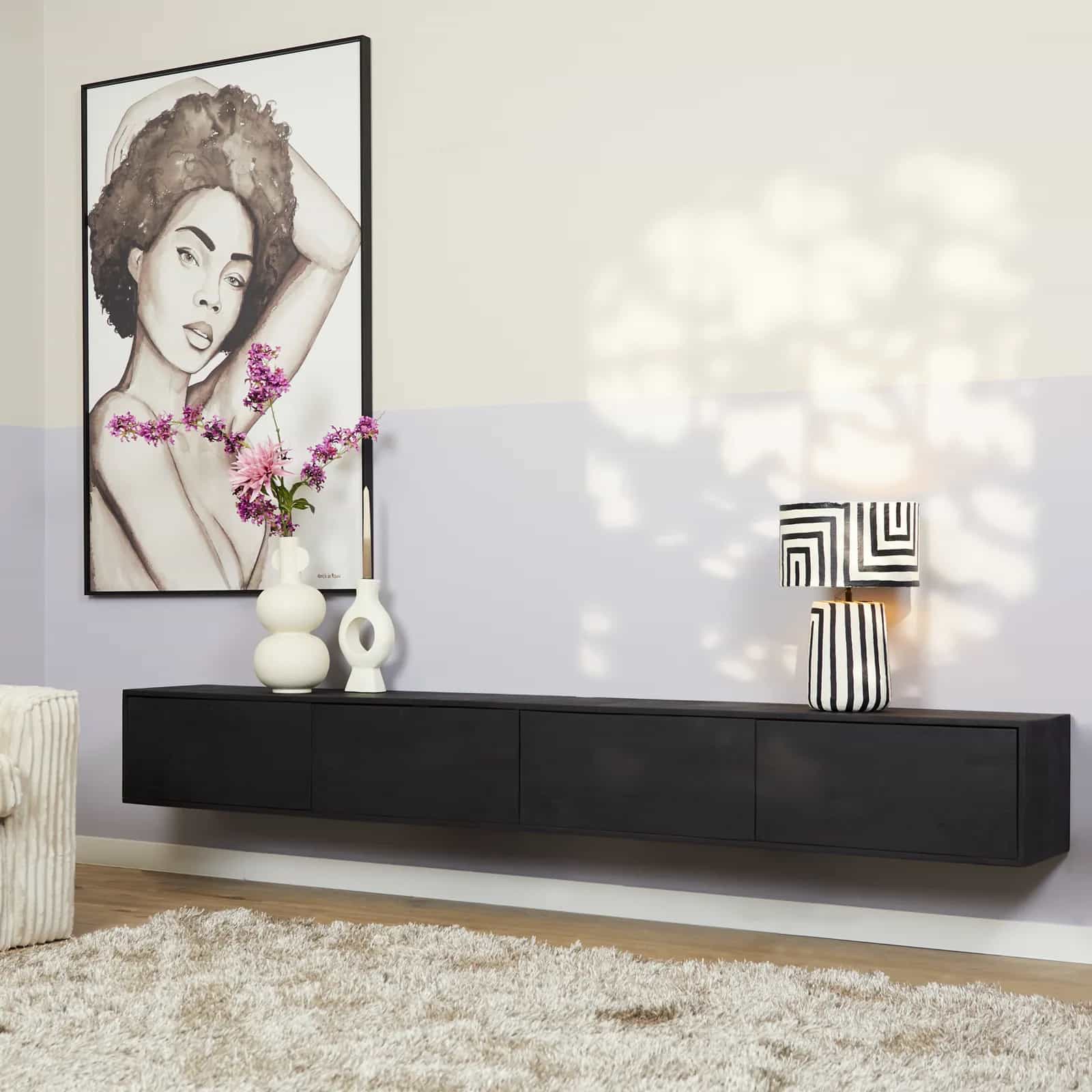 TV-Hängeelement Vision Schwarz | 240 cm
