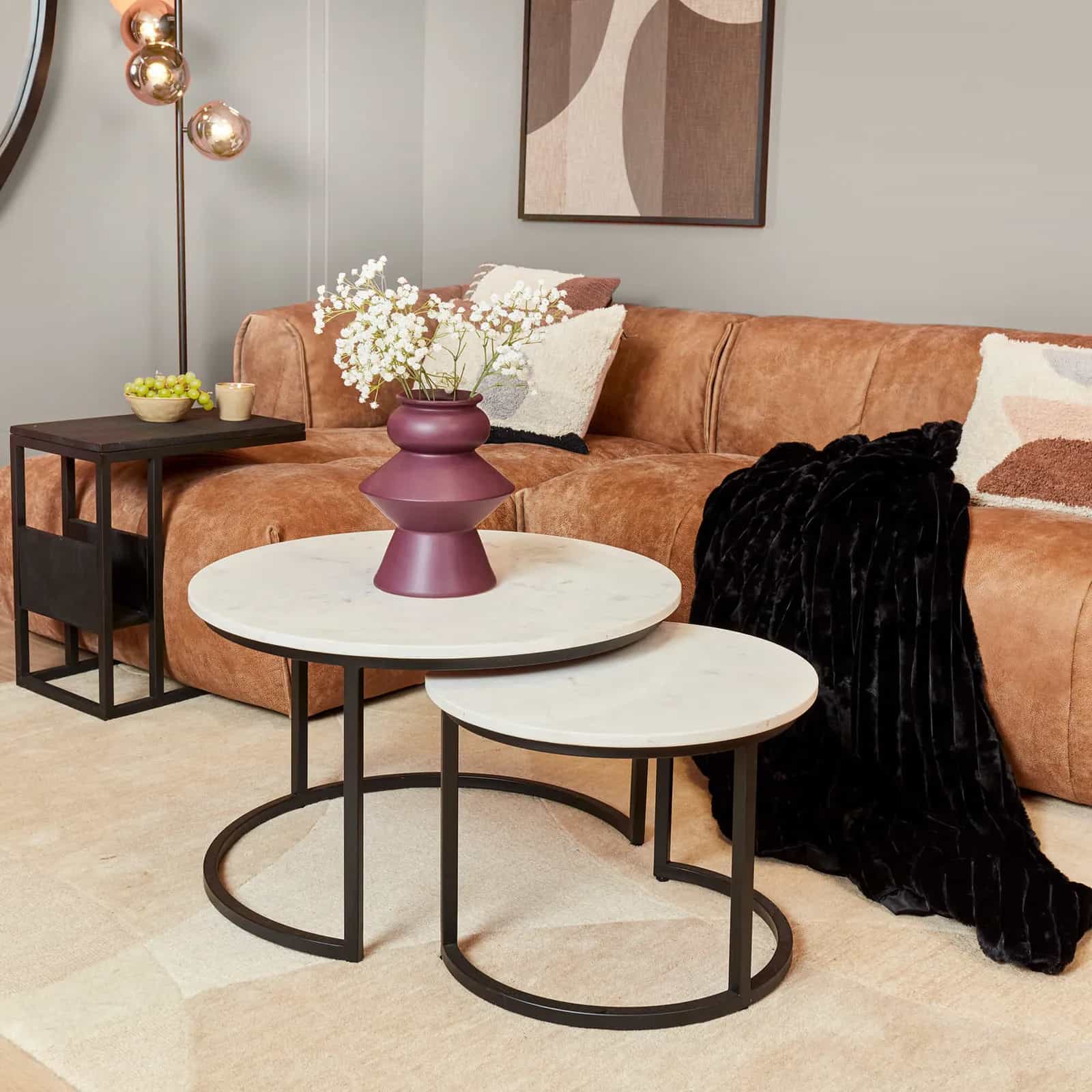 Couchtisch Nova Weißer Marmor | 70 cm | 2er Set