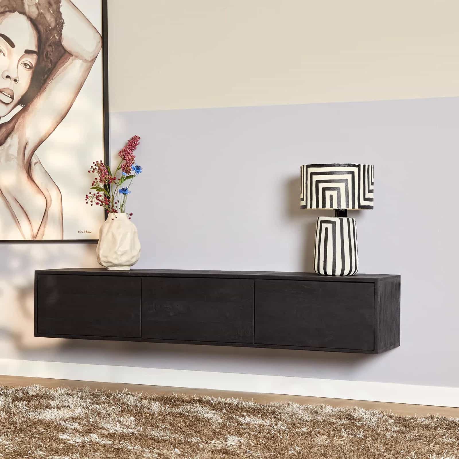TV-Hängeelement Vision Schwarz | 160 cm