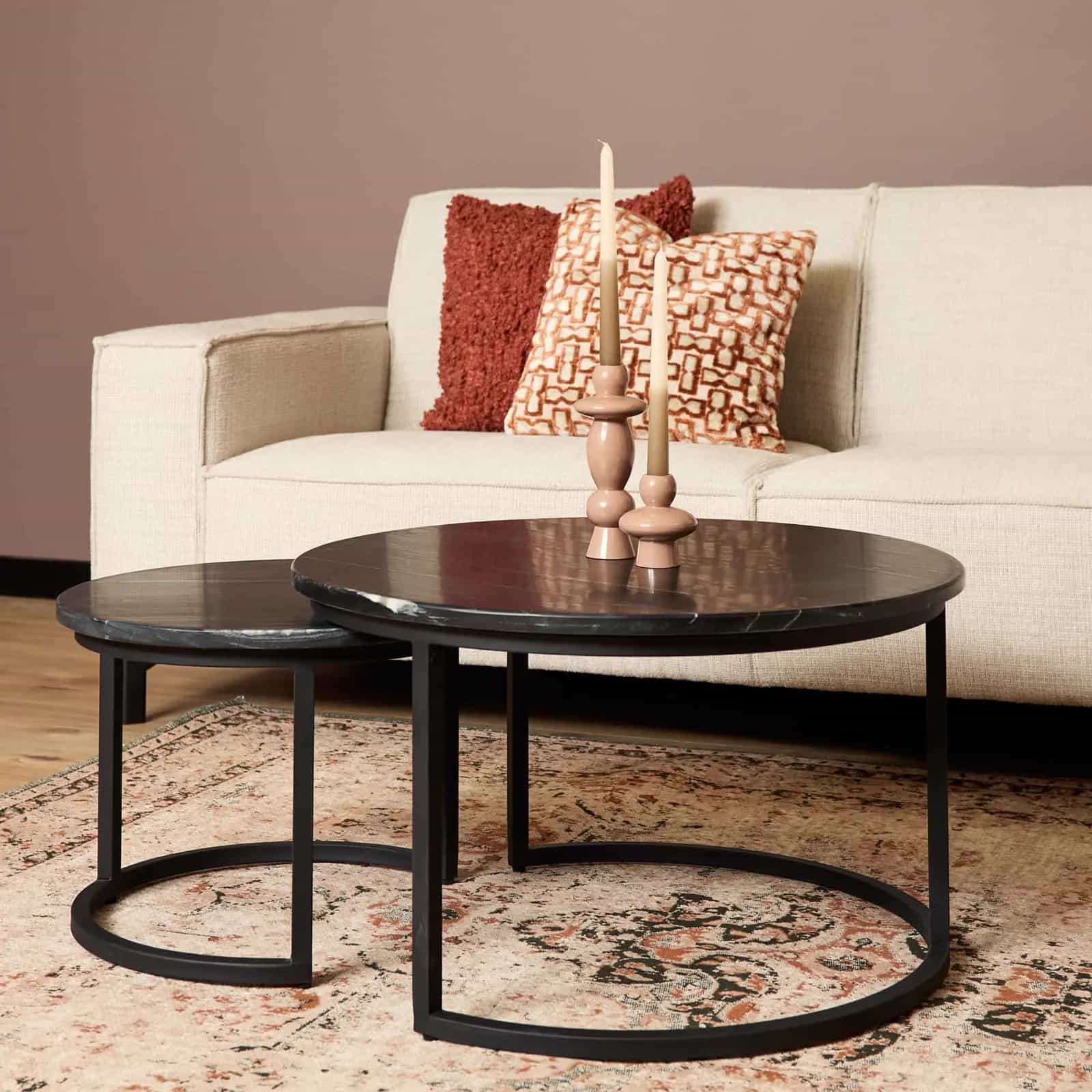 Couchtisch Nova Schwarzer Marmor | 70 cm | 2er Set