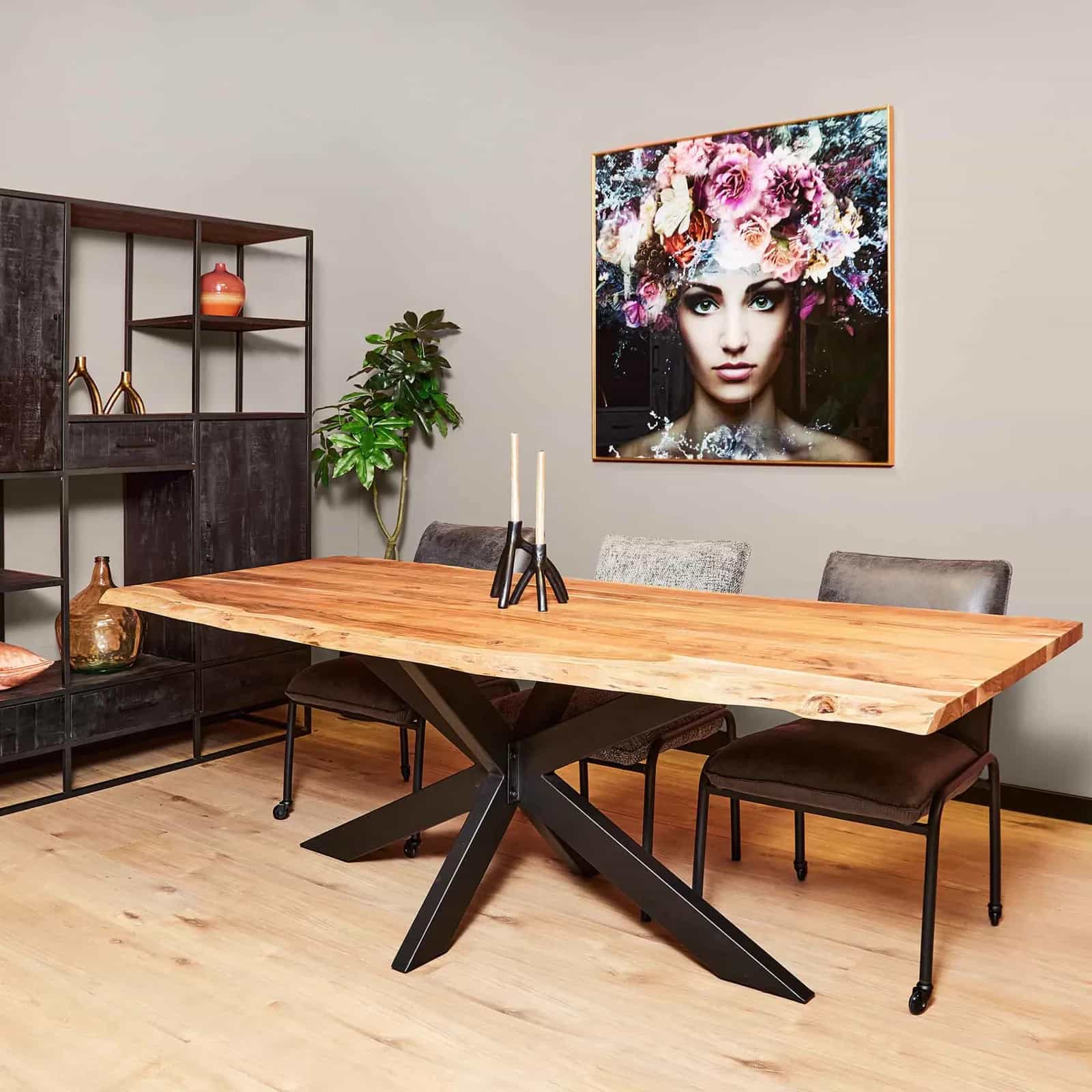 Baumstammtisch Live Edge Naturbelassenes Akazienholz 200 cm