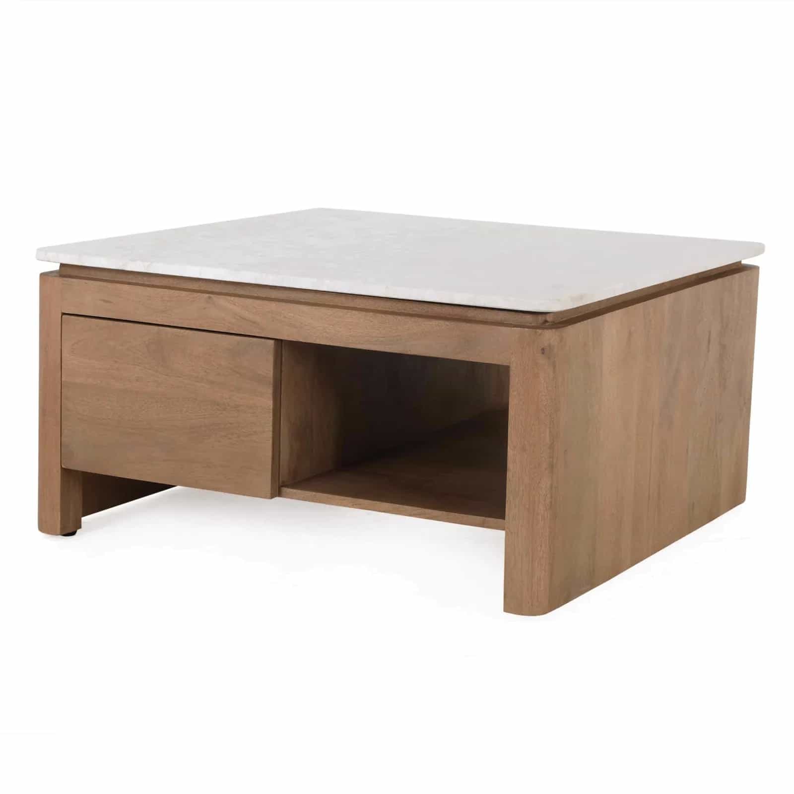 Tischplatte des Couchtischs Dallas in beigefarbenem Marmor