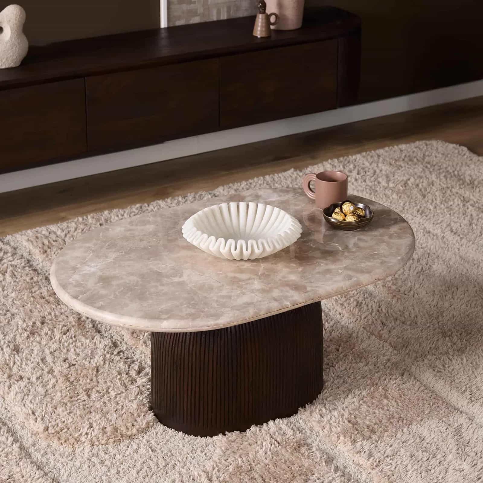 Couchtisch Noel Braun Marmor 90 cm