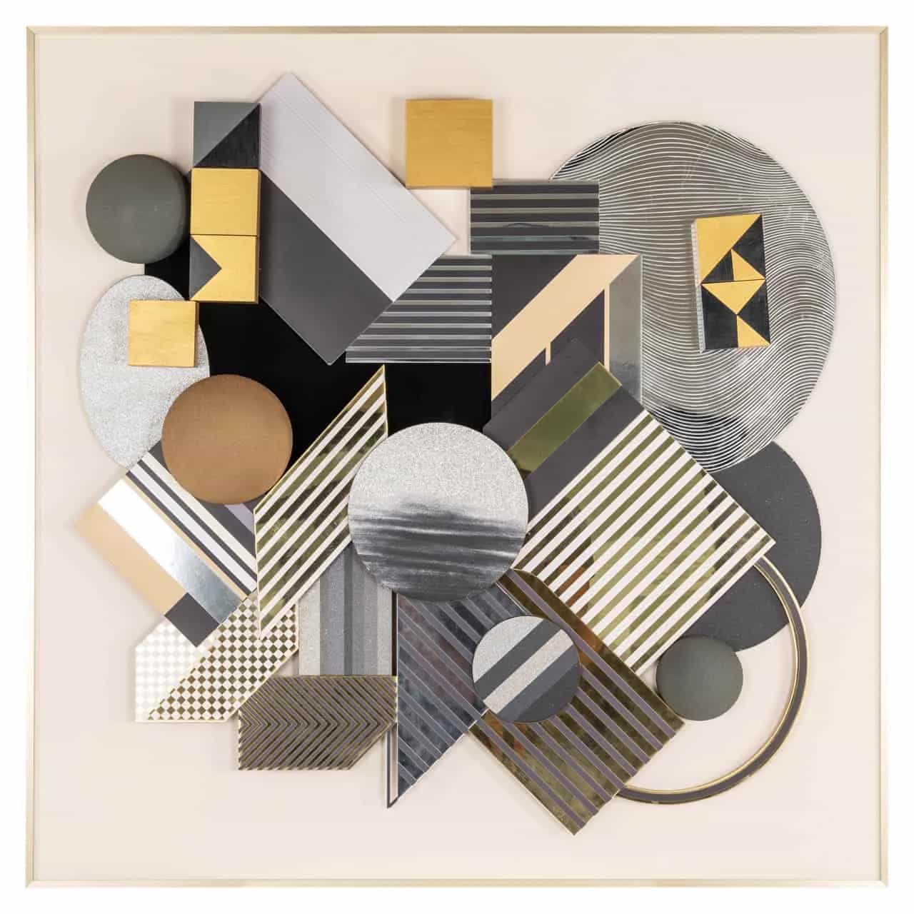 Wandkunst 3D Block schwarz/gold