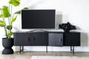 TV-Kommode Remi 4 Türen schwarz Mangoholz - Eleonora