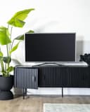 TV-Kommode Remi 4 Türen schwarz Mangoholz - Eleonora