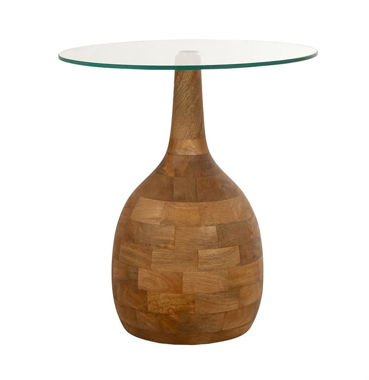 Stella Couchtisch Ø50, H55, Smooth Natural, Clear glass - My Sons