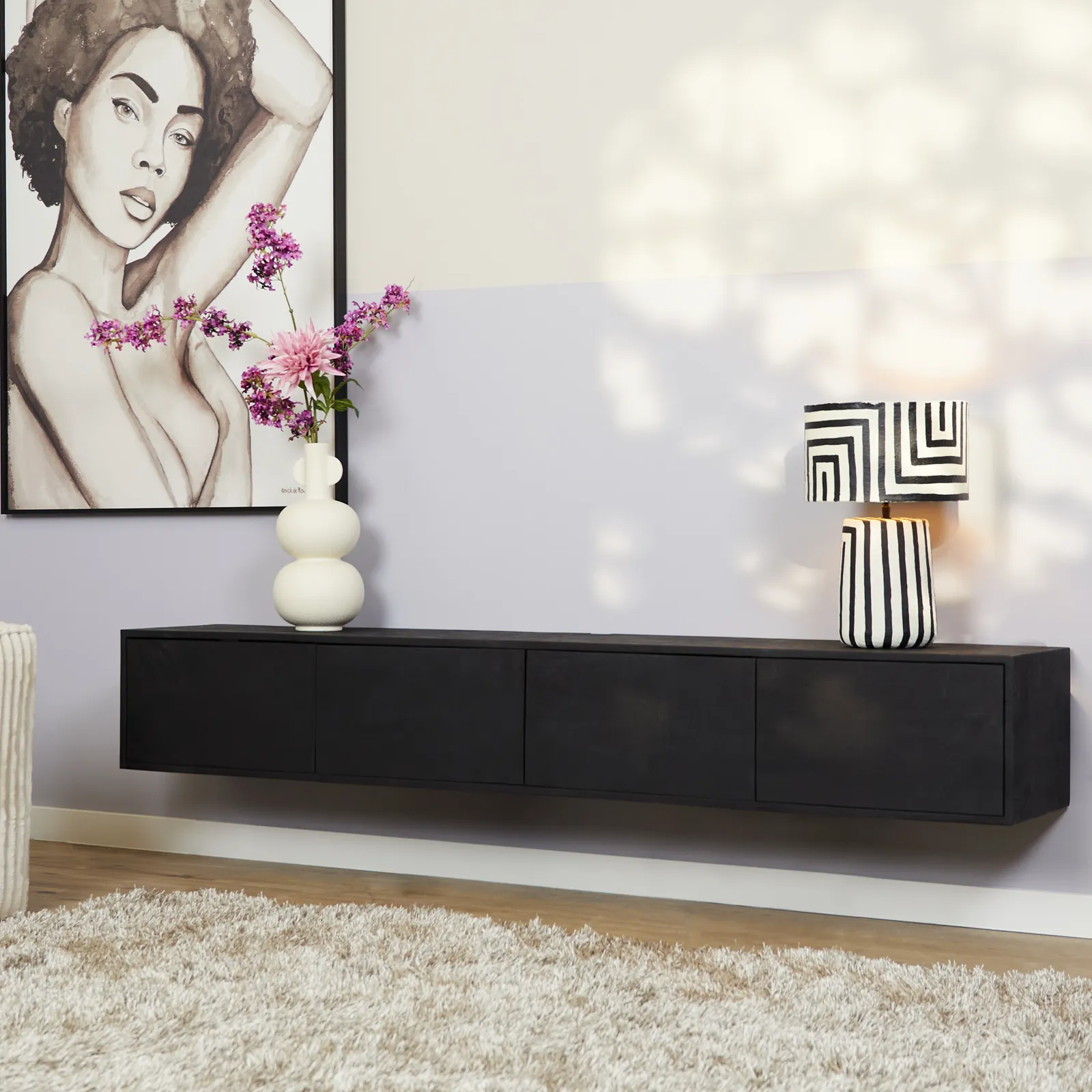 TV-Hängeelement Vision Schwarz | 200 cm - Starfurn