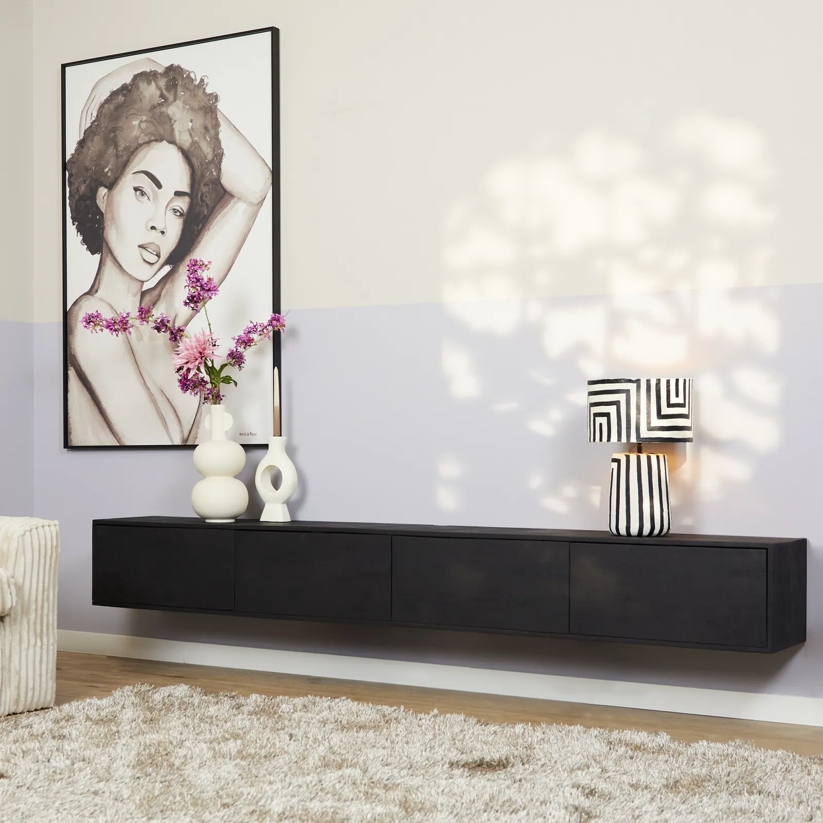 TV-Hängeelement Vision Schwarz | 240 cm - Starfurn