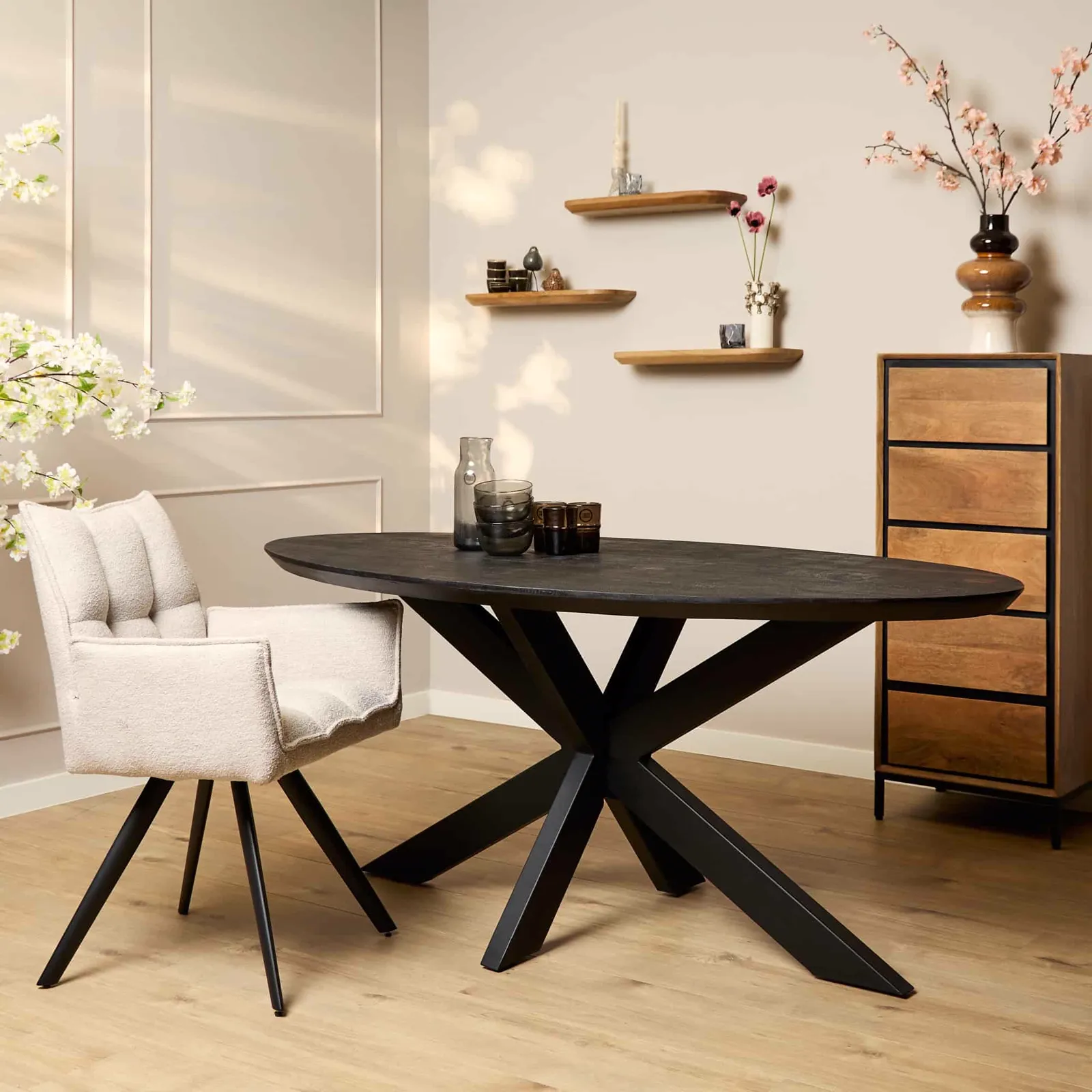 Esstisch Brandy Schwarz | 180 cm | Oval - Starfurn