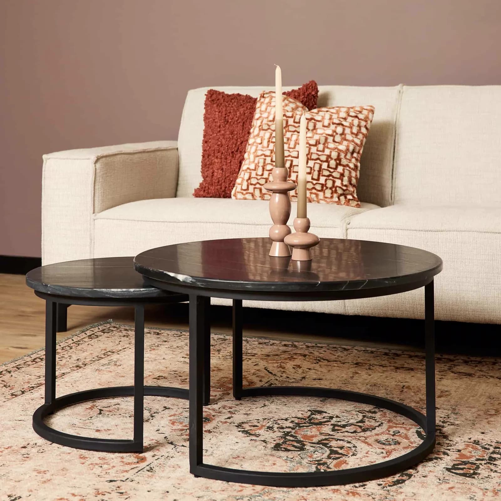 Couchtisch Nova Schwarzer Marmor | 70 cm | 2er Set - Starfurn