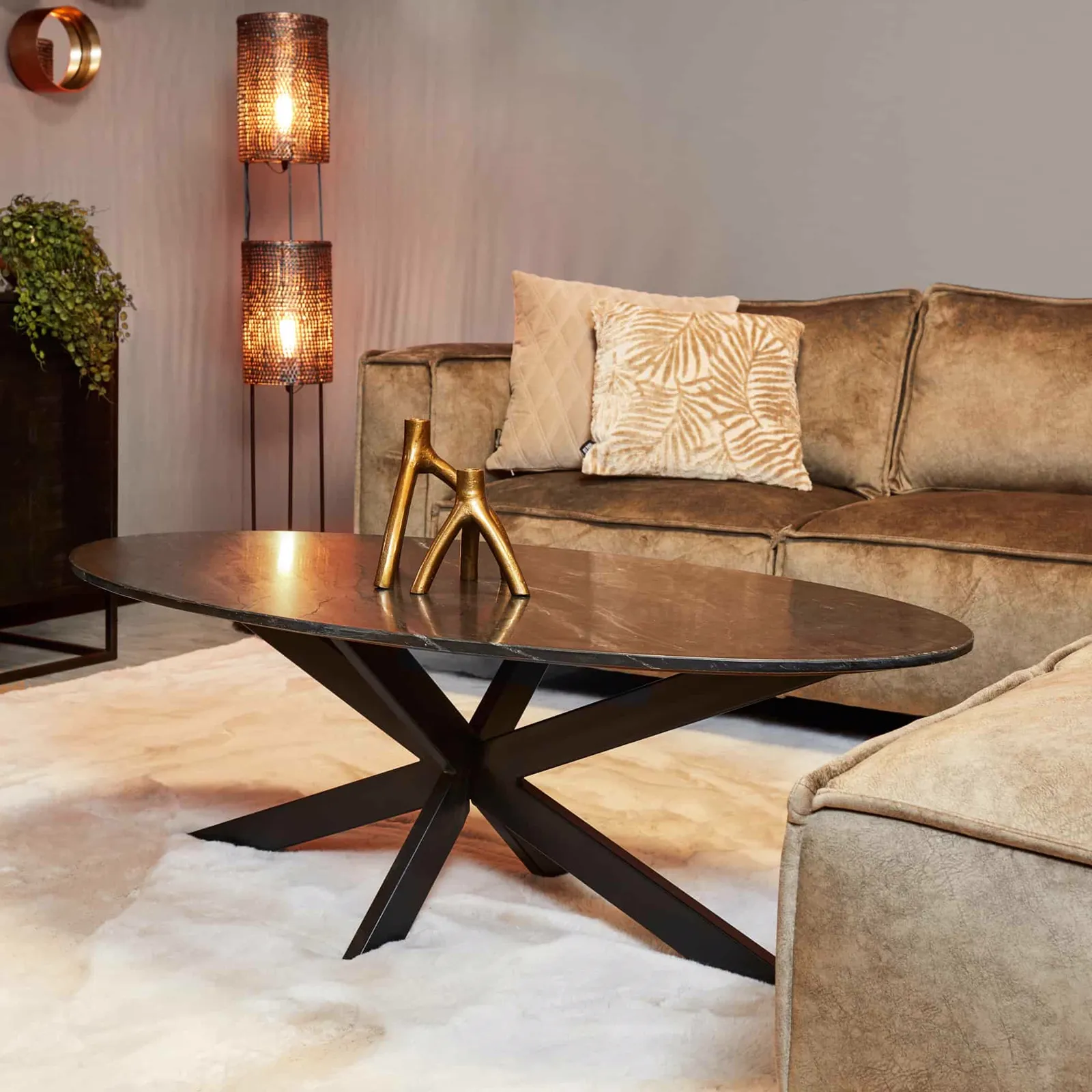 Couchtisch Faye Schwarzer Marmor | 120 cm | Oval - Starfurn