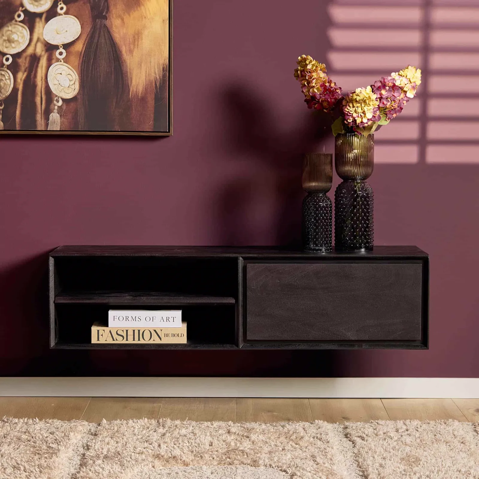 TV-Hängeelement Ambiance Schwarz | 120 cm - Starfurn