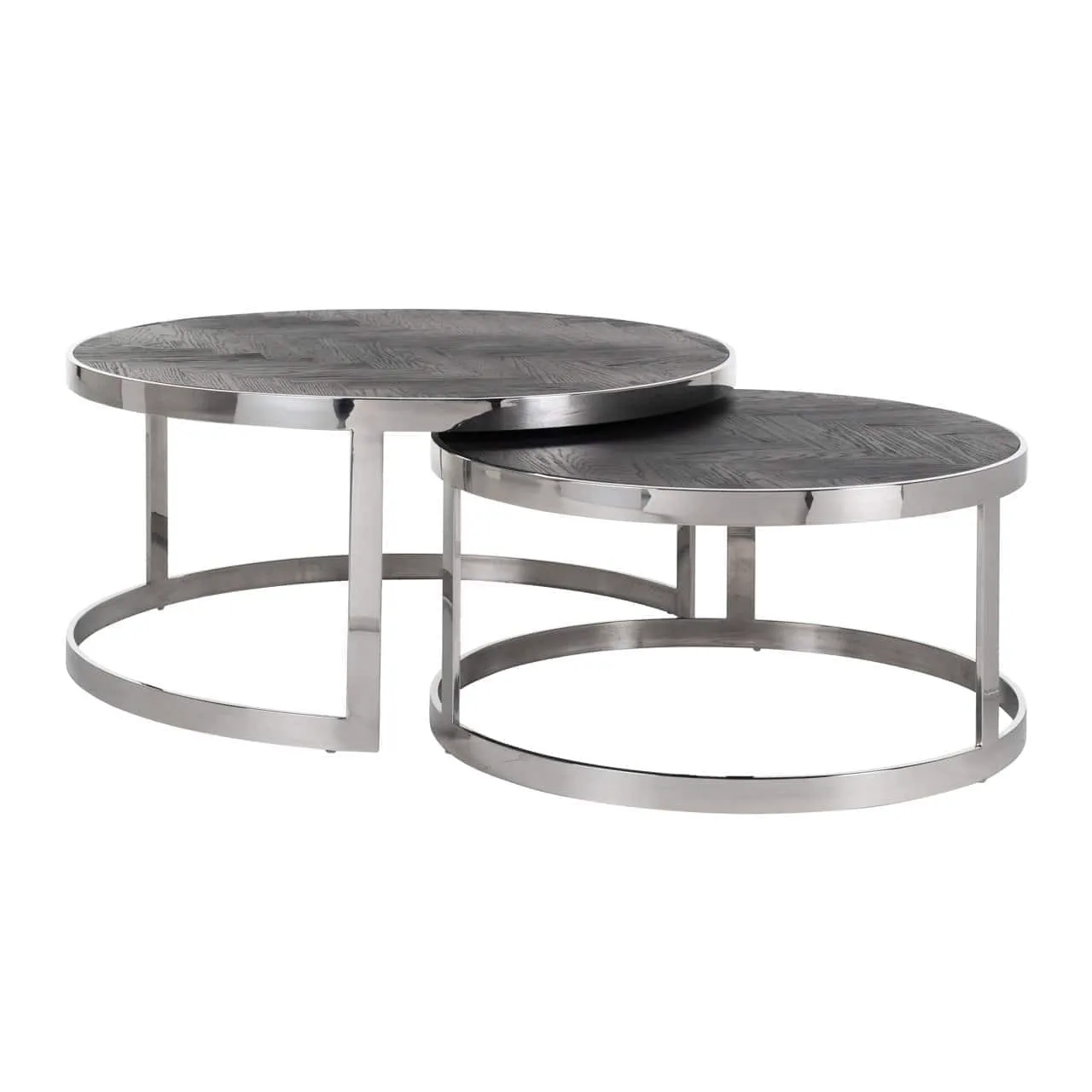 Couchtisch Blackbone Silber schwarz rustikal (2er-Set) - Richmond Interiors