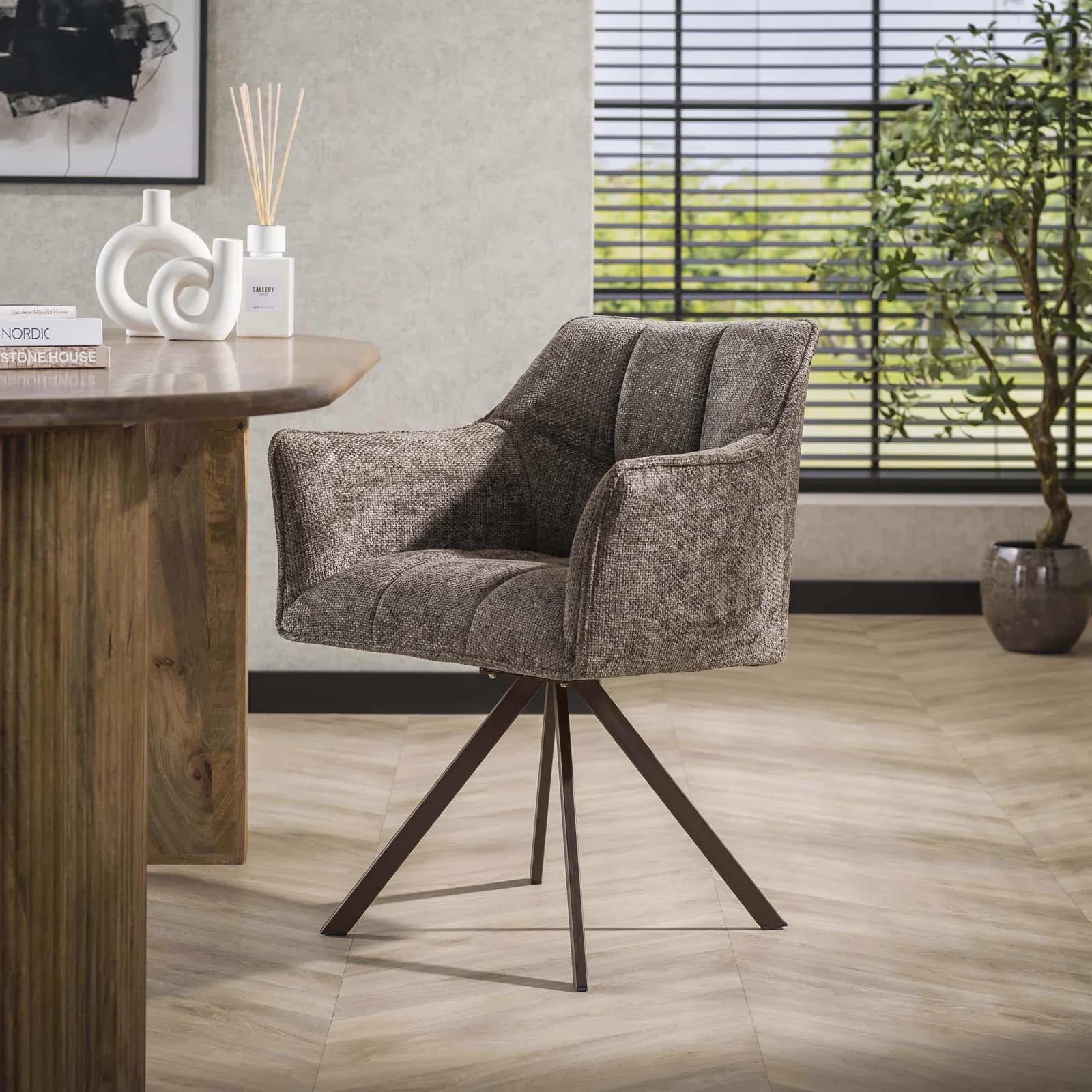 Armlehnstuhl Raster Hoven taupe-braun