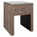 Nachttisch Bloomville Messing Shagreen mit Glasplatte - Richmond Interiors