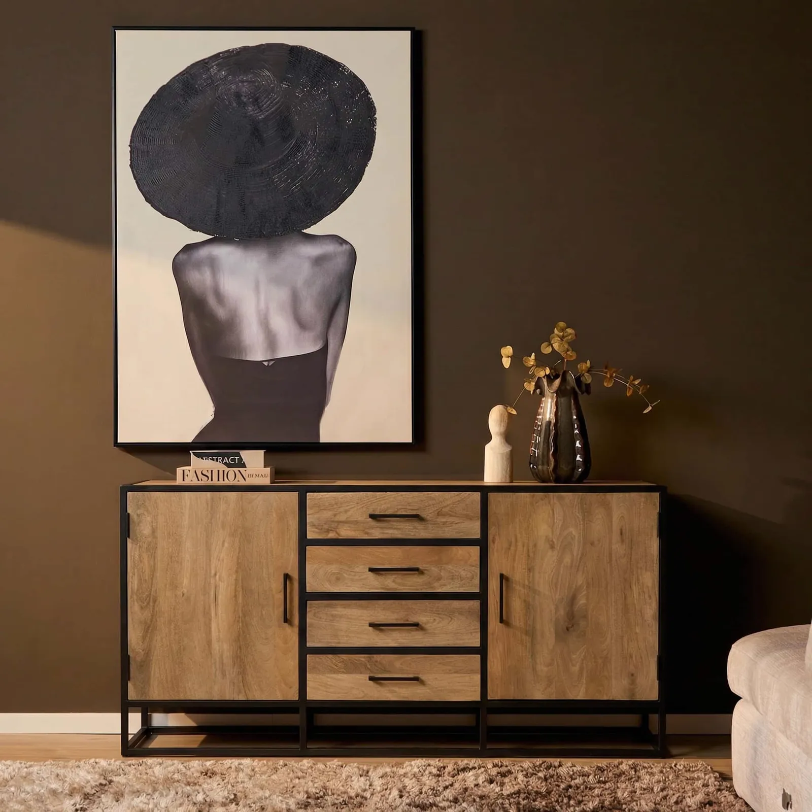 Sideboard Dakota Natur-Mangoholz 165 cm - Starfurn