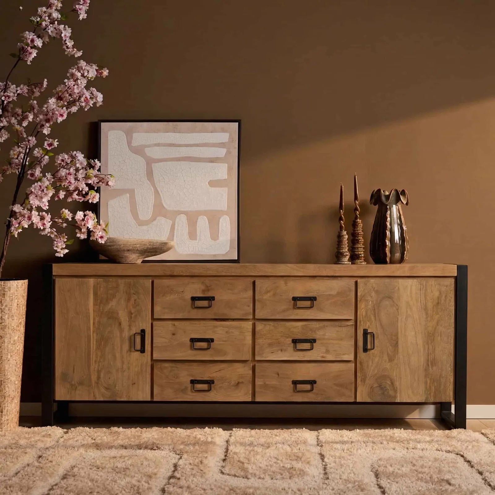 Sideboard Britt Natur Mangoholz 200 cm - Starfurn