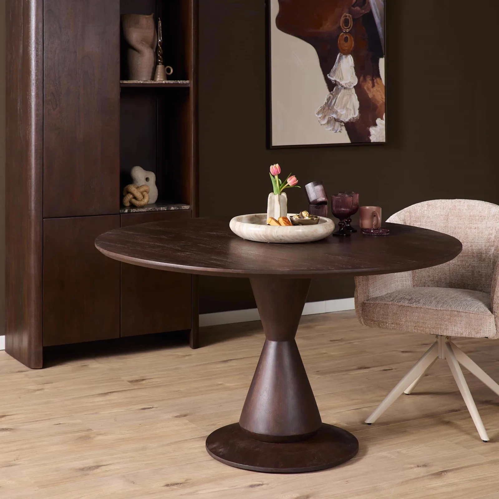 Runder Esstisch Lima, braunes Mangoholz, 130 cm - Starfurn