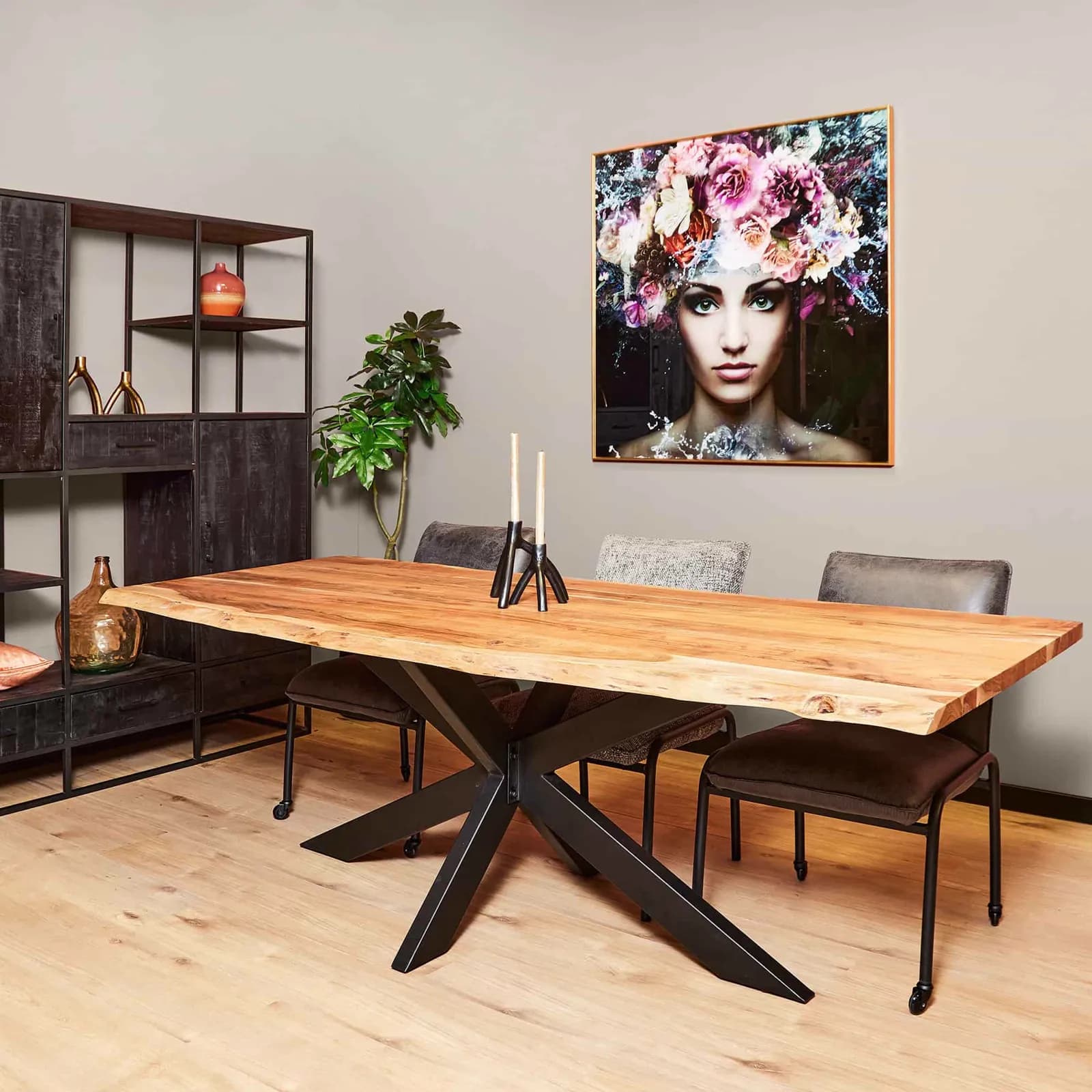 Baumstammtisch Live Edge Naturbelassenes Akazienholz 200 cm - Starfurn