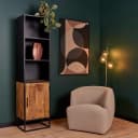 Bücherregal Oakland mit Tür, schwarzes Mangoholz, 50 cm - Starfurn