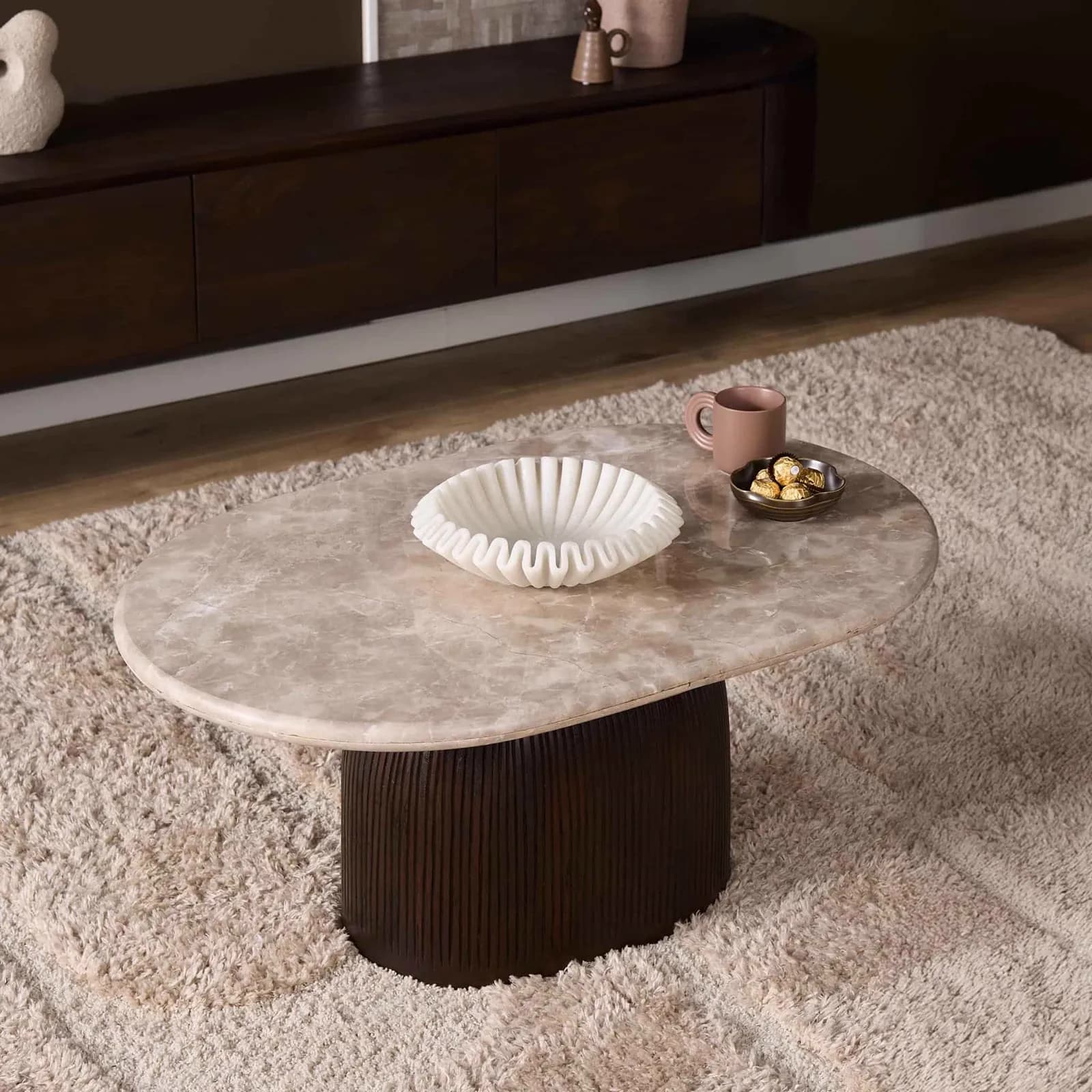 Couchtisch Noel Braun Marmor 90 cm - Starfurn