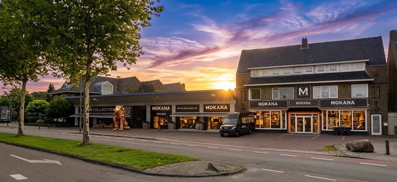 Voorzijde van de Mokana showroom in Enschede, gevestigd in de monumentale Ariensgedachteniskerk