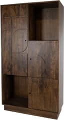 Schrank 180 mit 3 Türen und 2 offenen Fächern, Mango Brown Walnut - My Sons