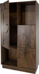 Schrank 180 mit 3 Türen und 2 offenen Fächern, Mango Brown Walnut - My Sons