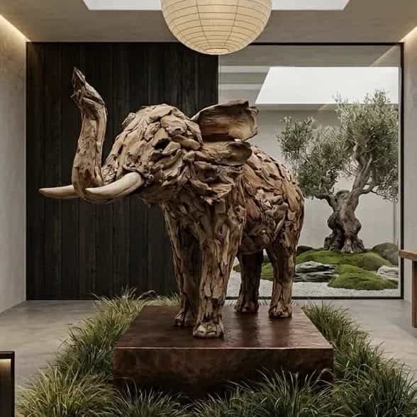 Elefant groß Teakholz