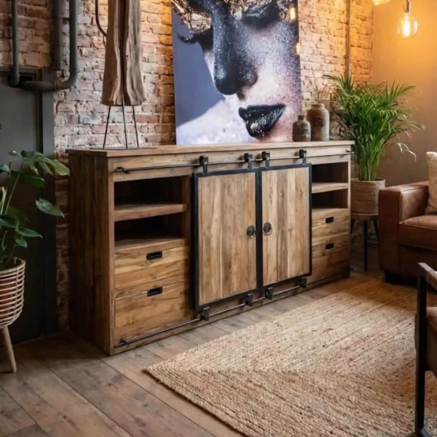Sideboard Donny | Teakholz | 2 Schiebetüren