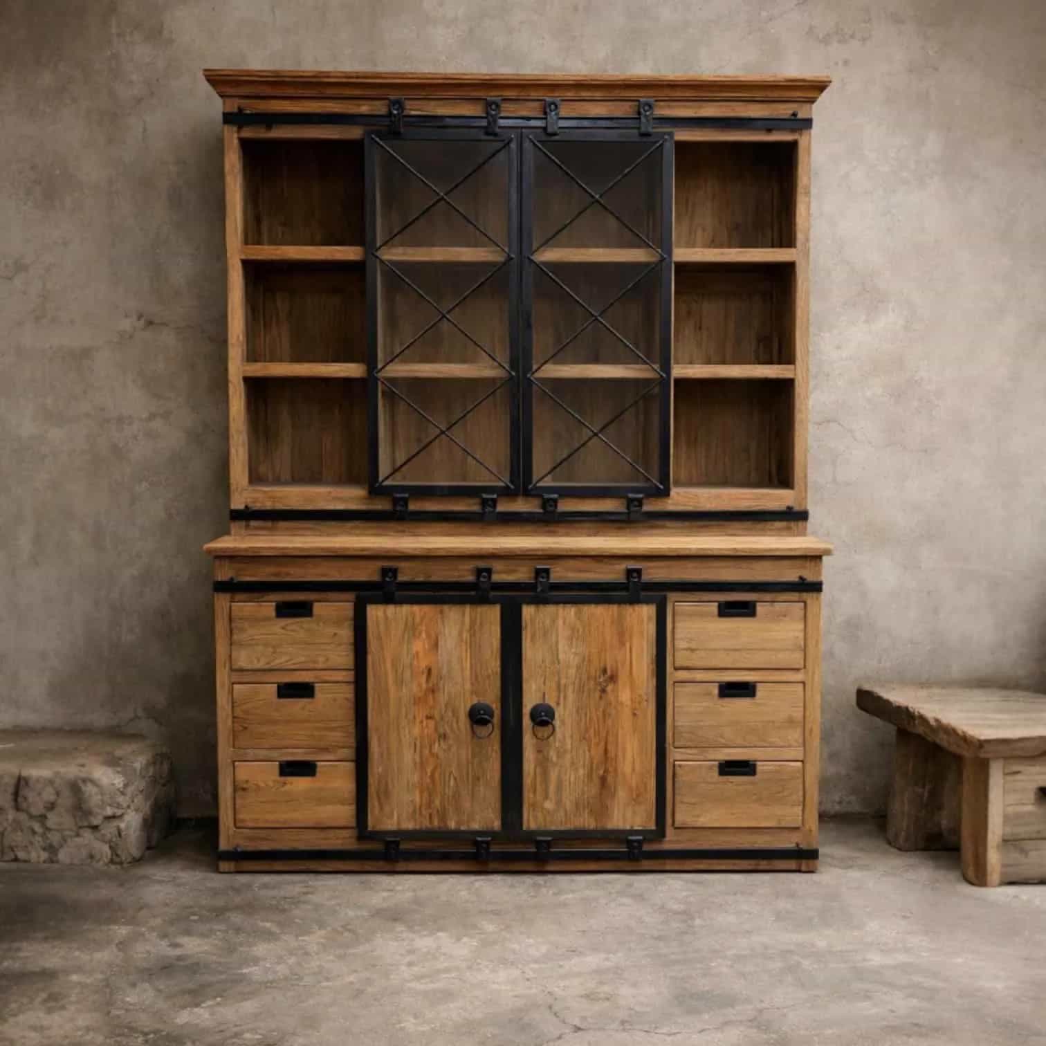 Vitrine Donny | Massives Teakholz