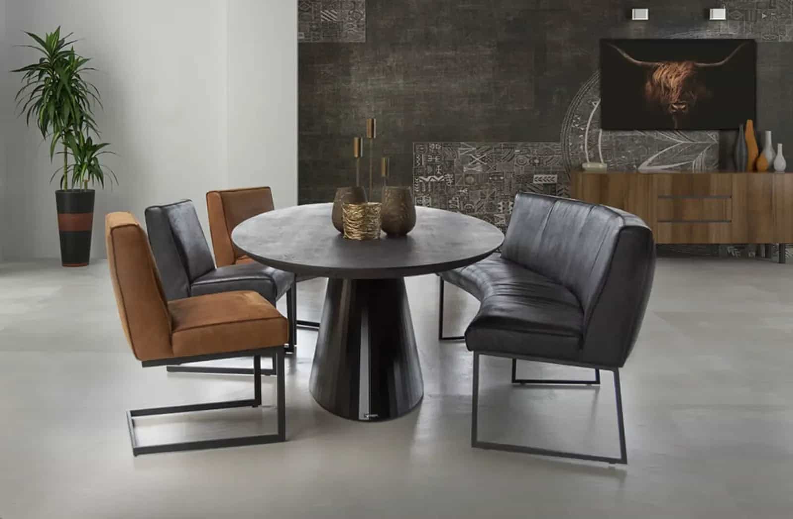 Esszimmerbank Lara Oval | Leder & Stoff