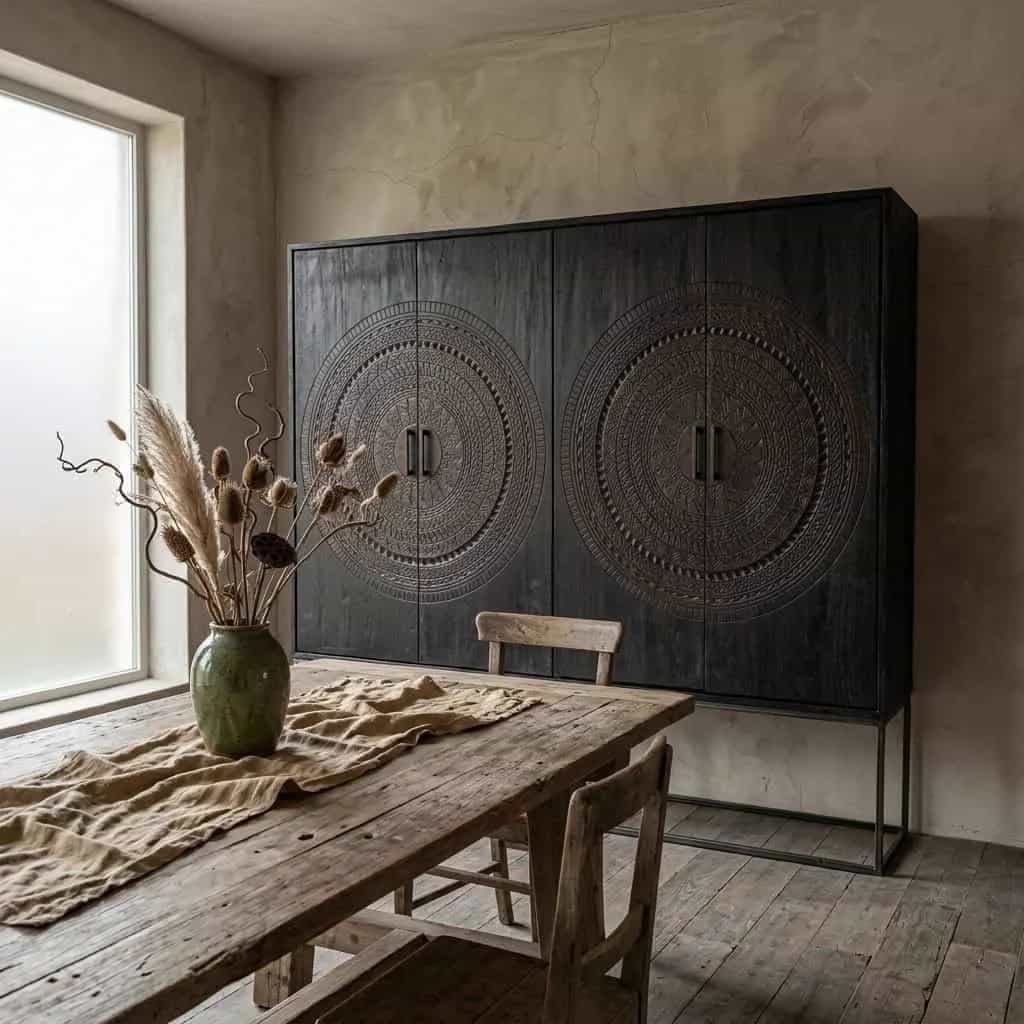 Hängeschrank Intan groß Teak schwarz