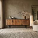 Sideboard Somo Teakholz 200cm schwarze Platte - Sventerior