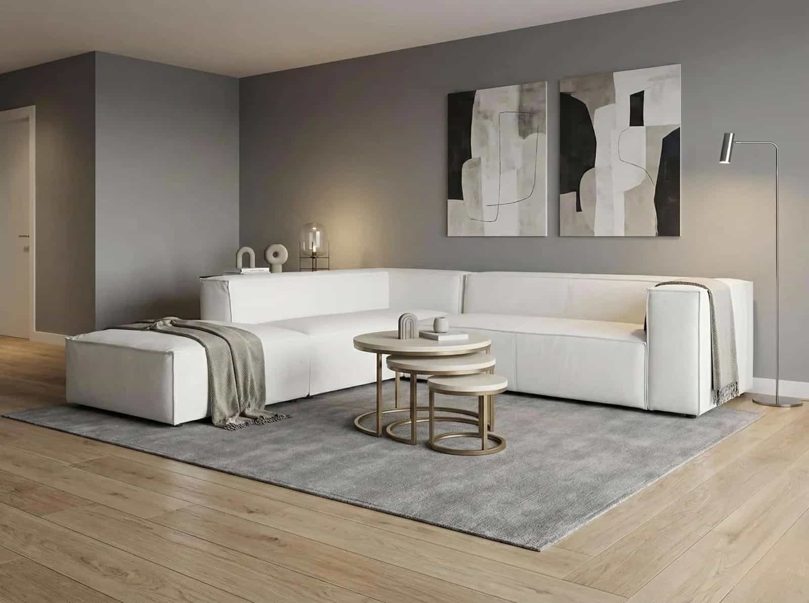 Ecksofa Summer weiß Toledo Leder