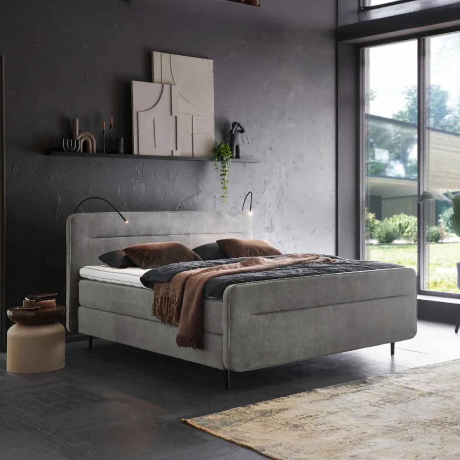 Boxspringbett V3300 | Grau im Ambiente