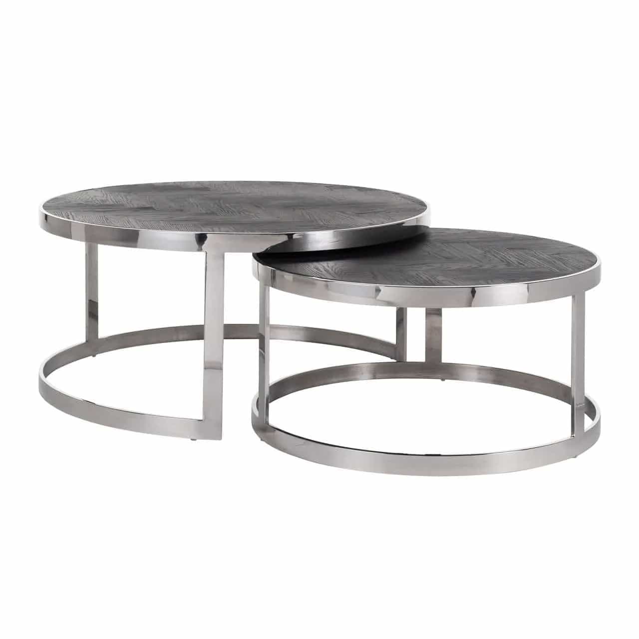 Couchtisch Blackbone Silber schwarz rustikal (2er-Set)