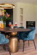 Amphara Esszimmerstuhl blau Chenille feuerhemmend - Richmond Interiors