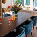 Amphara Esszimmerstuhl blau Chenille feuerhemmend - Richmond Interiors