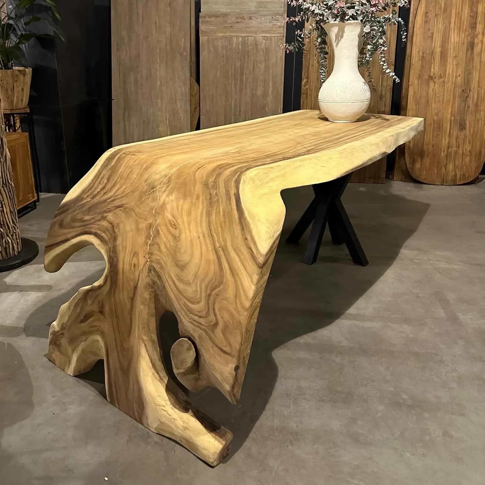 Bartisch aus Suarholz mit Wasserfall Guanacaste 250 cm
