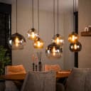 Hanglamp Multi Globe 4+3-lichts / Artic zwart glas in bruin modern sfeer Mokana - Zijlstra