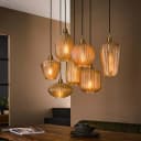 Hanglamp V-Shape 4+3-lichts / Amber glas glas in oranje modern sfeer Mokana - Zijlstra