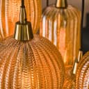 Hanglamp V-Shape 4+3-lichts / Amber glas glas in oranje modern sfeer Mokana - Zijlstra