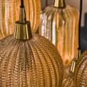Hanglamp V-Shape 4+3-lichts / Amber glas glas in bruin Modern sfeer Mokana - Zijlstra