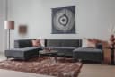 Leeds Chaise R - 2 5 - Ottoman L - City 464 Schwarz Blau - Tower Living