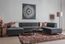 Leeds Chaise L - 2 5 - Ottoman R - City 464 Schwarz Blau - Tower Living