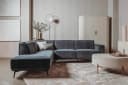 Leeds 2 5-AR + Ottoman L - City 464 Schwarz Blau - Tower Living