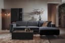 Leeds 2 5-AL + Chaise R - City 464 Schwarz Blau - Tower Living